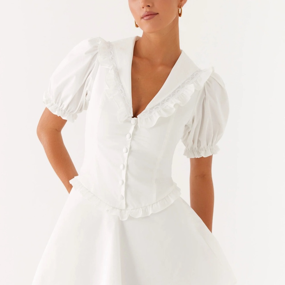 Peppermayo bnwt Elegant White Ruffled Dress